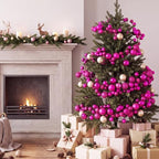 2 Pcs 6 ft Christmas Ball Ornament Garland, Hot Pink - Image 7