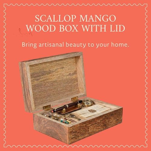 Mela Artisans Scallop Wood Box - Medium Burnt, 9x6 in - Image 2
