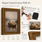 Gold Framed Two Frogs Boat Wall Art, Cottagecore Canvas Print, 16x12 - Image 2