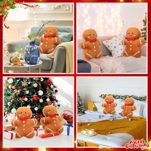 Shellwei 2 Set Christmas Gingerbread Man Pillows 15.75 in Soft Xmas Pillows - Image 5