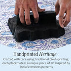 CPC Indigo Blue Block Print Cotton Floral Placemat 15x15 Inch, Set of 4 - Image 7