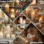 24 Pcs White Pillar Candles and Glass Cylinder Vases Clear Glass Pillar Candle Holders Hurricane Glass Candle Holders for Table Centerpieces Wedding, Party, Event, Home Office - Image 5