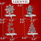 4 Pack Christmas Stocking Holder Set for Mantle Christmas Holiday Decorations Mantle Fireplace Topper Snowflake Snowman Reindeer and Christmas Tree Hangers Decorative Metal Hanger(Gray) - Image 2