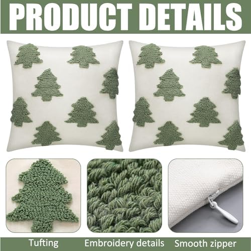 Mixweer 2 Pcs Christmas Pillow Covers 18x18 Inch, Neutral Christmas Decor - Image 3