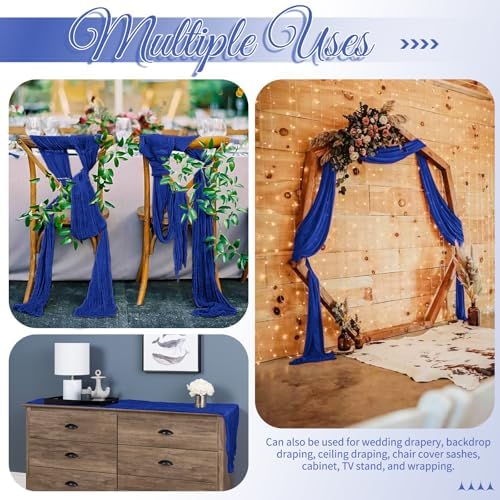 16 Pack Royal Blue Table Runners 10FT Cheesecloth Table Runner Boho Gauze Table Runner Long Rustic Sheer Fabric Table Runners for Wedding Party Bridal Shower Farmhouse & Home Decor - Image 5