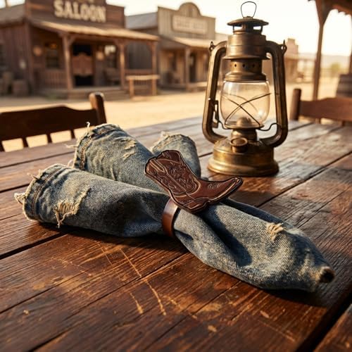 50PCS Western Party Decorations Cowboy Boot Napkin Rings Rustic Farmhouse Western Napkin Holder Metal Tissue Rings Buckles Cowboy Birthday Party Supplies - Image 6