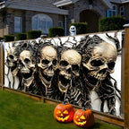7 * 16FT Spooky Halloween Garage Door Cover Decorations Halloween Scary Skeleton Garage Door Banner for Outdoor Indoor Halloween Decorations Party Photography Backdrop - Image 5