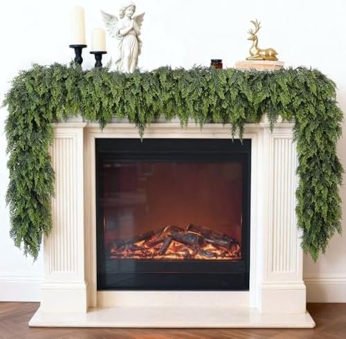 Lifelike Touch Artificial Christmas Cedar Garland for Mantle (6FT 1PCS) by VIERENA