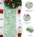 Snowkingdom Sage Green Table Runner, Sequin Glitter Foil Metallic Sage Green Mesh Spring Table Runner 11inch x 240inch,Table Decorations for Party Wedding Bridal Birthday Shower Christmas - Image 4