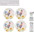 UP Sunshine Rooster Melamine Round Dessert Plates, Small Serving Plates, for Appetizer, Snacks, and Side Dishes, Multicolor, 6 Inch, Set of 4 - Image 2