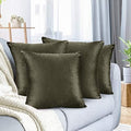 Nestl Throw Euro Pillow Covers, Cozy Velvet Decorative Pillow Covers 26x26 Inches, Soft Solid Couch Pillow Case for Sofa, Bed and Car, Set of 4 - Khaki by Nestl