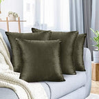 Nestl Throw Euro Pillow Covers, Cozy Velvet Decorative Pillow Covers 26x26 Inches, Soft Solid Couch Pillow Case for Sofa, Bed and Car, Set of 4 - Khaki by Nestl