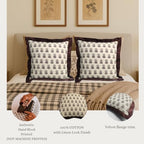 Palm & Loom 100% Cotton Linen Cushion Cover - Decorative Throw Pillow Case with Grey & Wine Print with Flange - Modern Traditional Living Room, Bedroom Pillow Cover (Jama, 20" x 20" (Pack of 1)) - Image 4