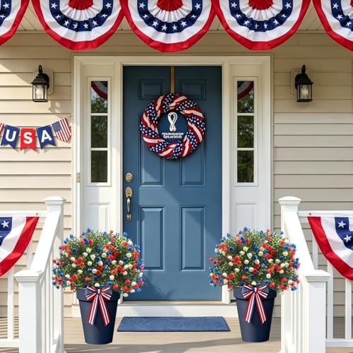 2 Pack 27.5" Patriotic Artificial Flowers w/Stake for 4th of July - Image 5