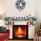 Garvee 6 Ft Christmas Garland with Lights for Mantle, Blue Silver - Image 6