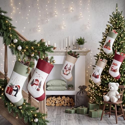 Tatuo 6 Pack Christmas Stockings 18 Inch Hanging Decor - Image 5