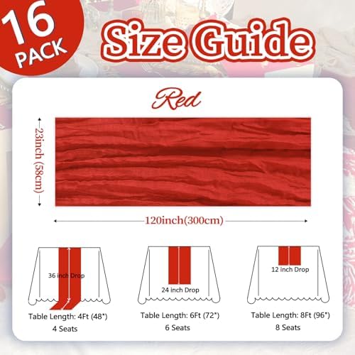 16 Pack Red Cheesecloth Table Runner 23 x 120 Inch 10Ft - Image 2