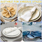 120 Pcs Pearl Napkin Rings Imitation Pearl Beaded Napkin Rings Holder Gold White Disposable Napkin Rings Beaded Serviette Buckles for Wedding Home Party Dinner Table Decor and Daily Use - Image 4