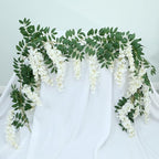 Encrypted Flower Vine Wisteria Artificial Garland Hanging (White, 1pc) by Unknown