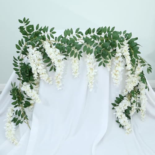 Encrypted Flower Vine Wisteria Artificial Garland Hanging (White, 1pc) by Unknown
