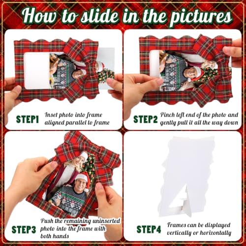 60 Pcs Scalloped Christmas Picture Frames 4x6 Bulk Tartan Plaid Photo Frame - Image 4