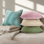 decorUhome Chenille Teal Velvet Throw Pillow Covers 24x24 Set of 2 - Image 5