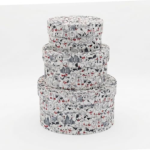 Sarah's Hat Boxes – Dogs Print Decorative Gift Box Set of 3 | Elegant Reusable Storage Boxes for Gifts, Keepsakes, Jewelry, or Special Items | Unique Printed Design by SarahsHatBoxes