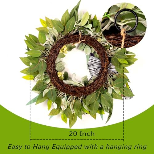 Lambs Ear Lavender Wreath for Front Door Outside Year Round - Image 3