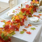 Mizii Fall Decor 5 Packs 390" Artificial Maples Vines Garland Fake Vine Fall Garland Silk Maple Leaves Faux Hanging Plants for Thanksgiving Porch Mantle Fireplace Farmhouse Harvest Decorations (Maple) - Image 3