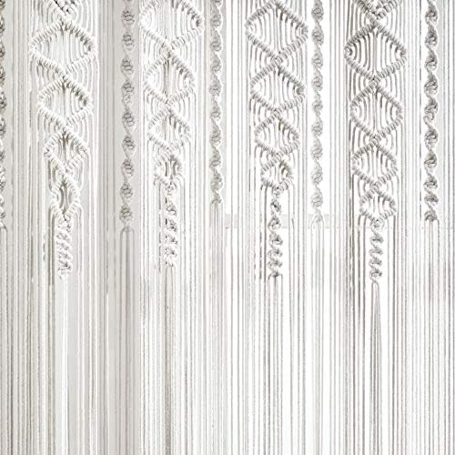 Lush Decor Boho Macrame Textured Cotton Window Curtain Panel, 40" W x 84" L, White - Room Divider or Wedding Decor - Boho, Macrame - Image 3