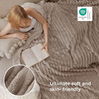 Bedsure Full Size Fleece Blankets for Bed Light Brown 84"x90" - Image 4