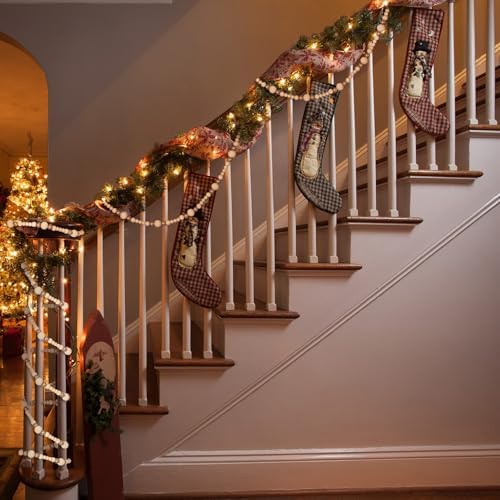 4 Pcs Christmas Tree Wood Bead Garland, 18 ft Each, Gold Wood Color - Image 4