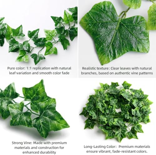 100 Pack 750 Feet Fake Vines for Room Decor Artificial lvy Greenery Garland Vine Leaves, Leaf Plants Flowers Foliage for Bedroom,Garden Wall. Decor Indoor Outdoor - Image 3