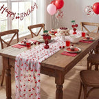8 Pcs Cherry Table Runners 29 x 70 Inch Cherry Tulle Tablecloth - Image 6