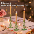 Glasseam Green Glass Taper Candle Holder, 3Pcs Unique Candlestick for Table - Image 4