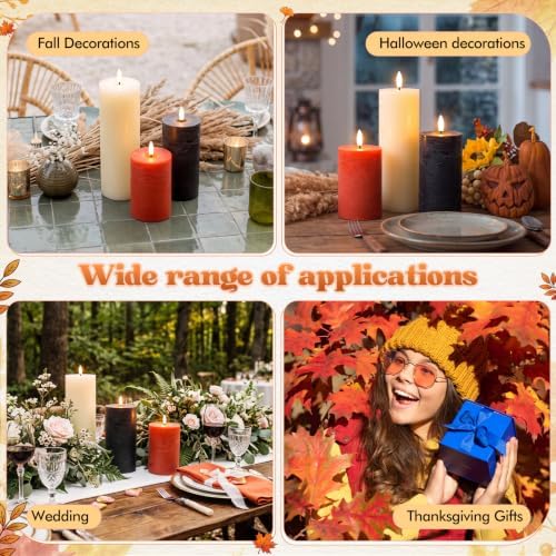 Retisee 3 Pcs 6/8/12" Fall Flameless LED Candles Decorations for Home - Image 7