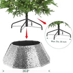 HarcoHome Dazzling Christmas Tree Collar - 26" Sequined Stand Base Cover, Foldable Ring & Handmade Skirt for Xmas Tree Decoration (Silver, Diamond) - Image 5