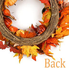 Fall Wreaths for Front Door 26 inch, Fall Door Wreath with Pumpkin, Maple Leaves Autumn Thanksgiving Harvest Festival Decorations Indoor and Outdoor - Image 4