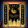 Preboun 3 Pcs Hanging Banner LED Decoration Set 71 x 35.4/11.8 Inch Lighted Backdrop and Porch Sign for Outside Outdoor Decor(Eid Mubarak) by Preboun