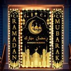 Preboun 3 Pcs Hanging Banner LED Decoration Set 71 x 35.4/11.8 Inch Lighted Backdrop and Porch Sign for Outside Outdoor Decor(Eid Mubarak) by Preboun