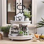 Houmury Rustic Farmhouse Tiered Tray Set with Succulent & Plant - Home Decor for Kitchens (Set of 8 Without Trays) - Image 2