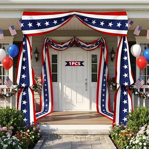 USA Bunting Flag 4th of July Red White Blue American Patriotic Independence Day and Memorial Days Decorations by HOMELEX