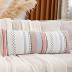 Boho Lumbar Throw Pillow Cover 14x36 Orange Blue by Tosleo