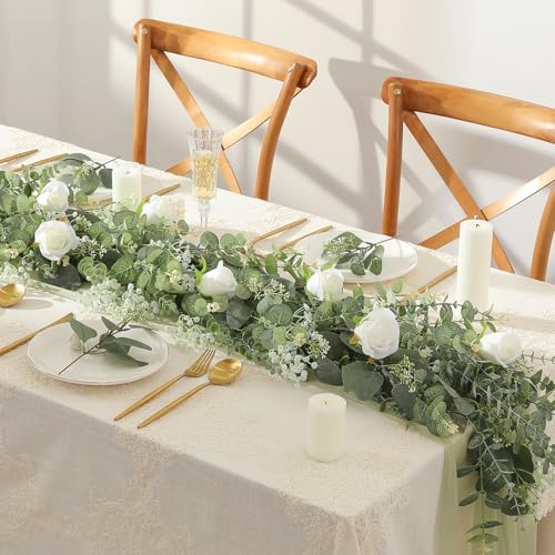 120 Pcs 5 Kinds Mixed Artificial Eucalyptus Stems Rose Baby's Breath - Image 3