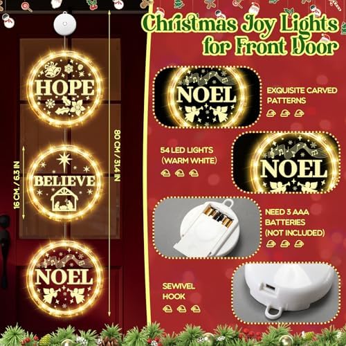 Retisee Joy Christmas Window Lights 6.3 Inch LED Sign with Timer,Stylish - Image 2