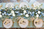 2 Pack Artificial Peony Flower Garland - 6ft Silk Peony Eucalyptus Garland Flower Vine Blue and White Peony Silk Roses Flowers for Wedding Arch Party Table Decor (Blue) - Image 3