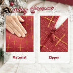 ZWJD Christmas Pillow Covers 22x22 Set of 2 Soft Polyester Textured Pillows with Stylish Flange Edge Cozy Farmhouse Christmas Decor for Couch Bed Sofa Living Room (Red) - Image 4