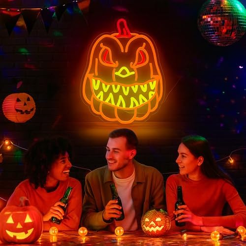 Pumpkin Neon Sign for Wall Decor, Spooky Pumpkin LED Wall Light, Fall Decor for Bedroom – USB Powered Dimmable Accent for Kids’ Room, Game Room, Bar, Halloween Party, Seasonal Holiday Gift - Image 3