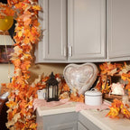 CQURE 9 Pack Fall Leaf Garland with Lights,53Ft 60LED Fall Decorations Maple Leaves String Lights, Artificial Autumn Garland for Thanksgiving Halloween Harvest Home Party - Image 5