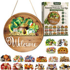 Interchangeable Seasonal Welcome Door Sign for Front 16 Pcs Wooden Hanging by Unknown